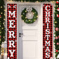 1set Merry Christmas Porch Banner, 30*180cm Red Polyester Outdoor Signs For Front Door