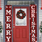 1set Merry Christmas Porch Banner, 30*180cm Red Polyester Outdoor Signs For Front Door