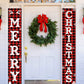 1set Merry Christmas Porch Banner, 30*180cm Red Polyester Outdoor Signs For Front Door