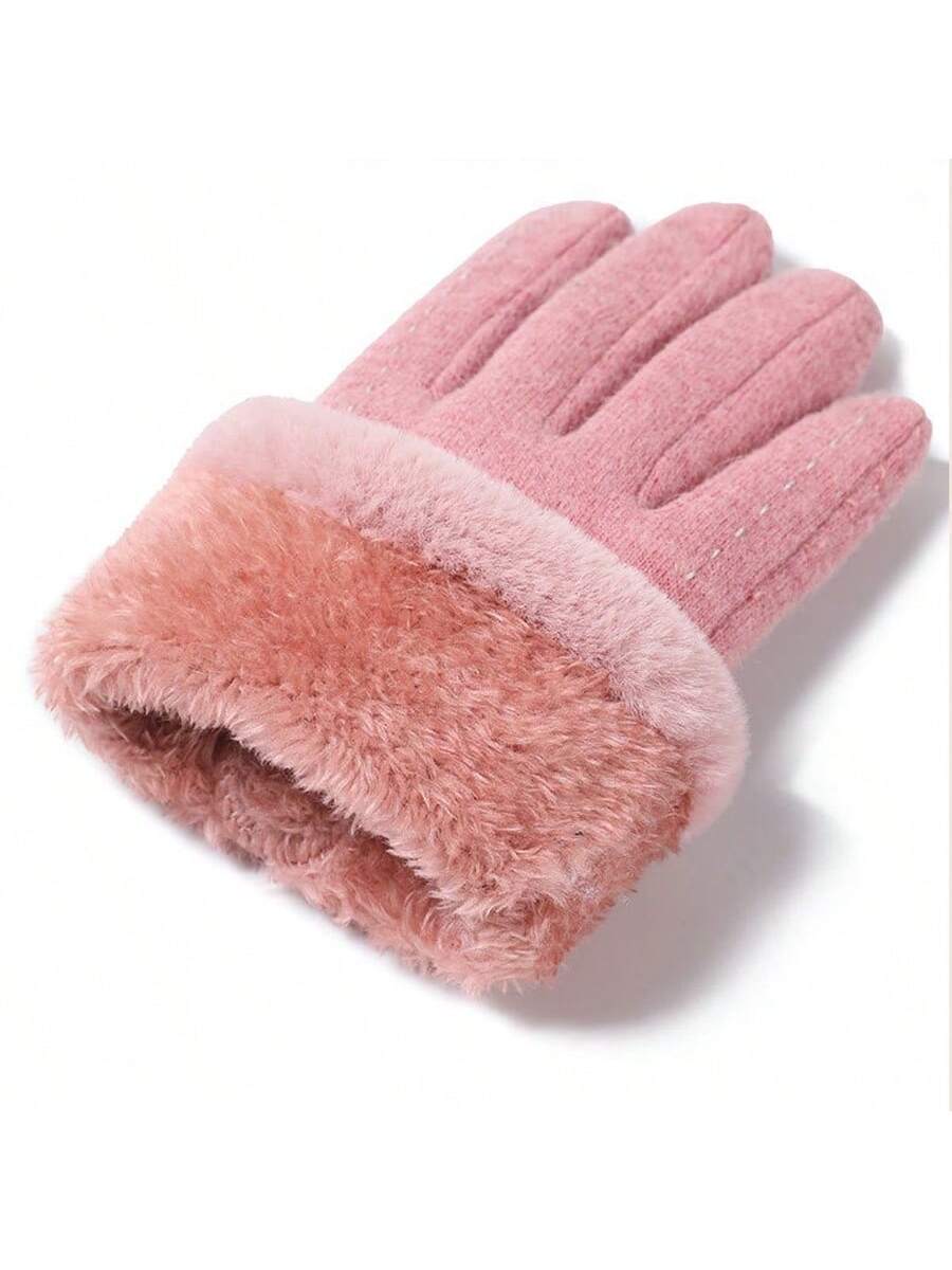 1 Pair Of Ladies Winter Gloves, Thicken Warm Touchscreen, Korean Fashion All-Match Windproof Riding Gloves