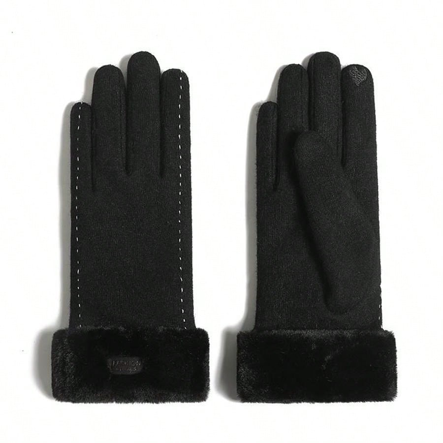 1 Pair Of Ladies Winter Gloves, Thicken Warm Touchscreen, Korean Fashion All-Match Windproof Riding Gloves