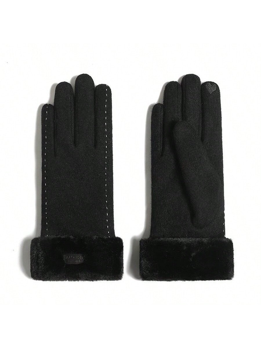 1 Pair Of Ladies Winter Gloves, Thicken Warm Touchscreen, Korean Fashion All-Match Windproof Riding Gloves