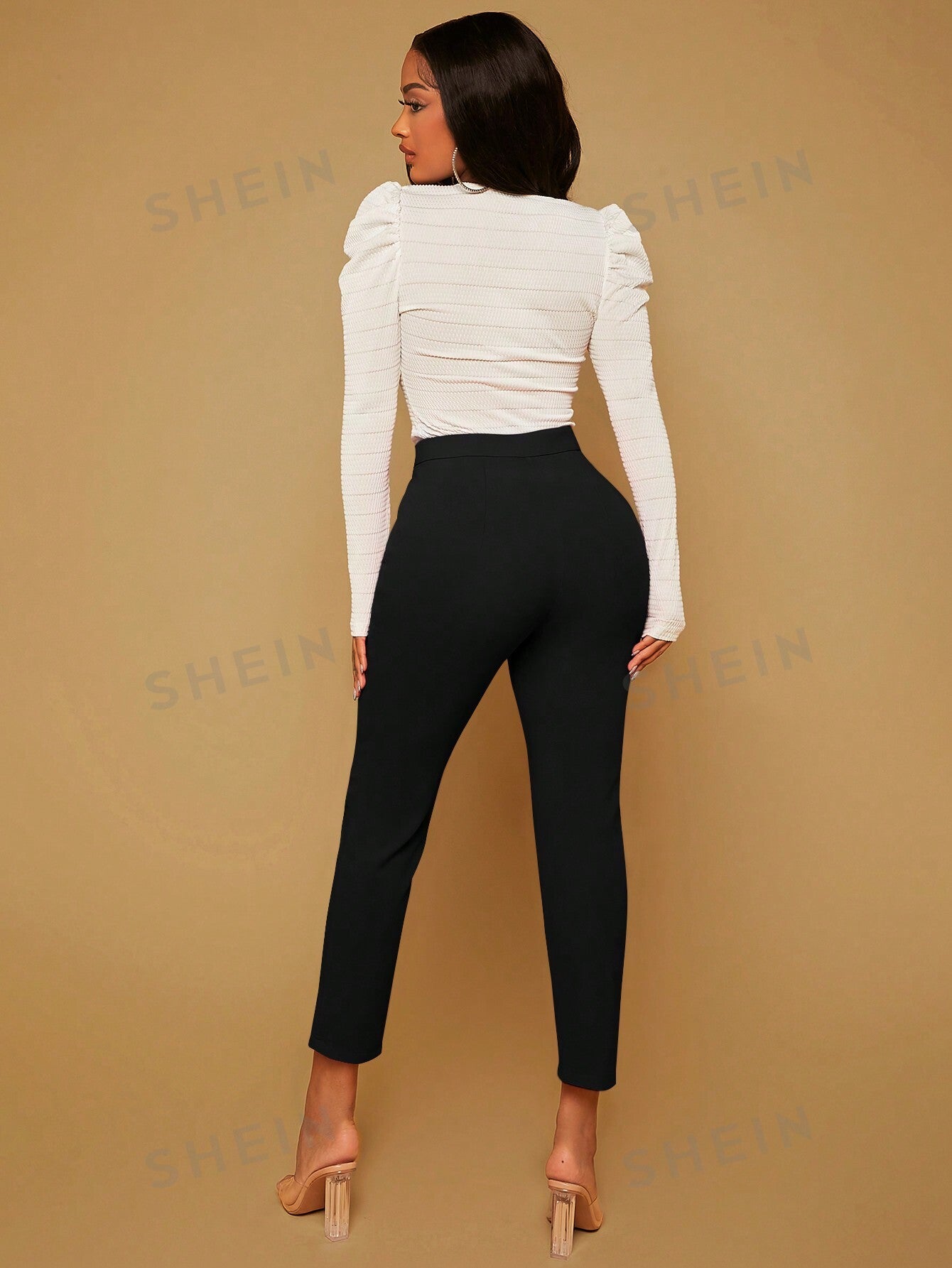 SXY Summer Trousers Solid Color Work High Waist Trousers