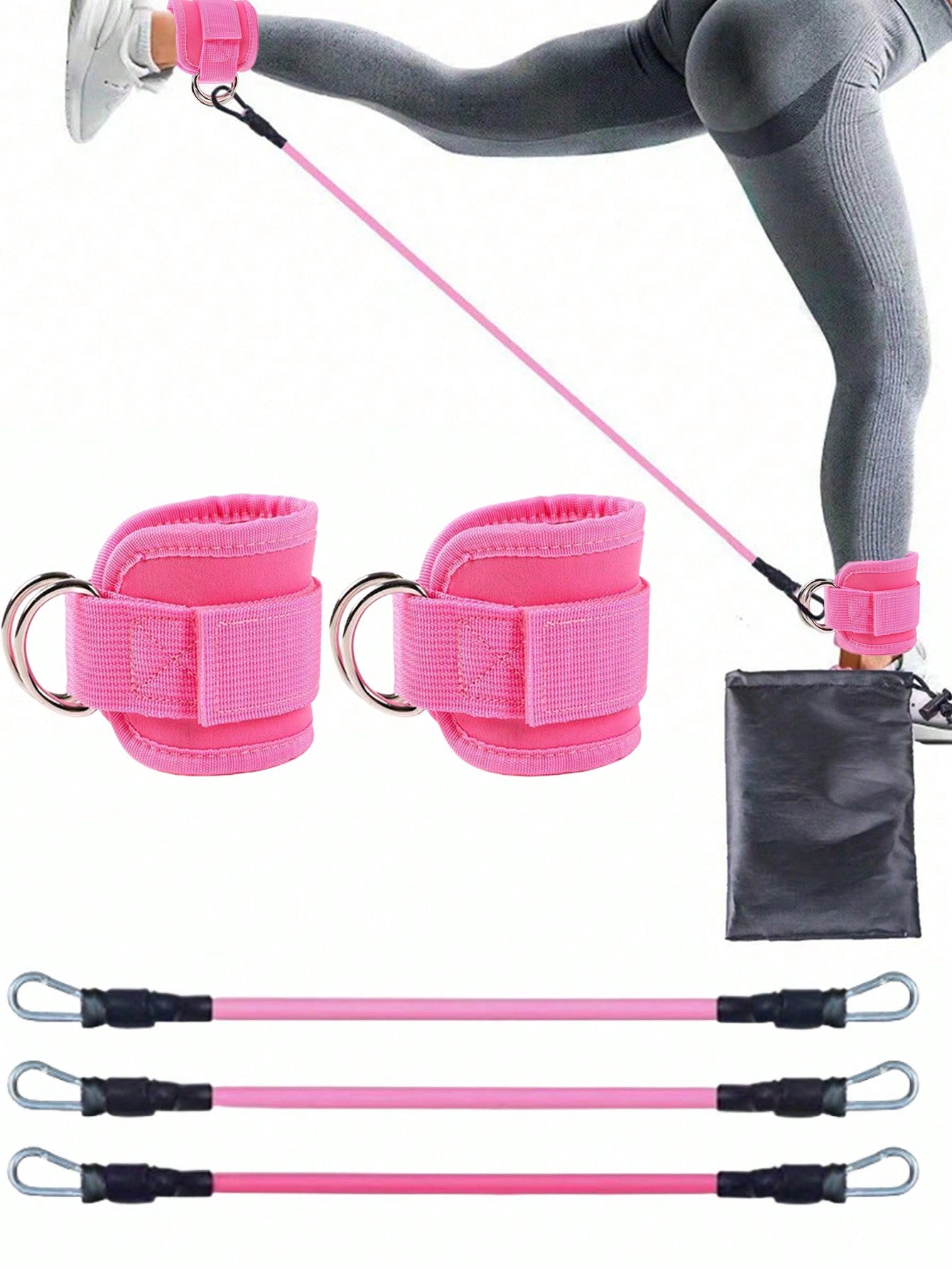 6pcs/Set Fitness Resistance Band For Ankle, Butt, And Leg Training, Including Elastic Ankle Straps And Resistance Loop Bands For Shaping And Toning