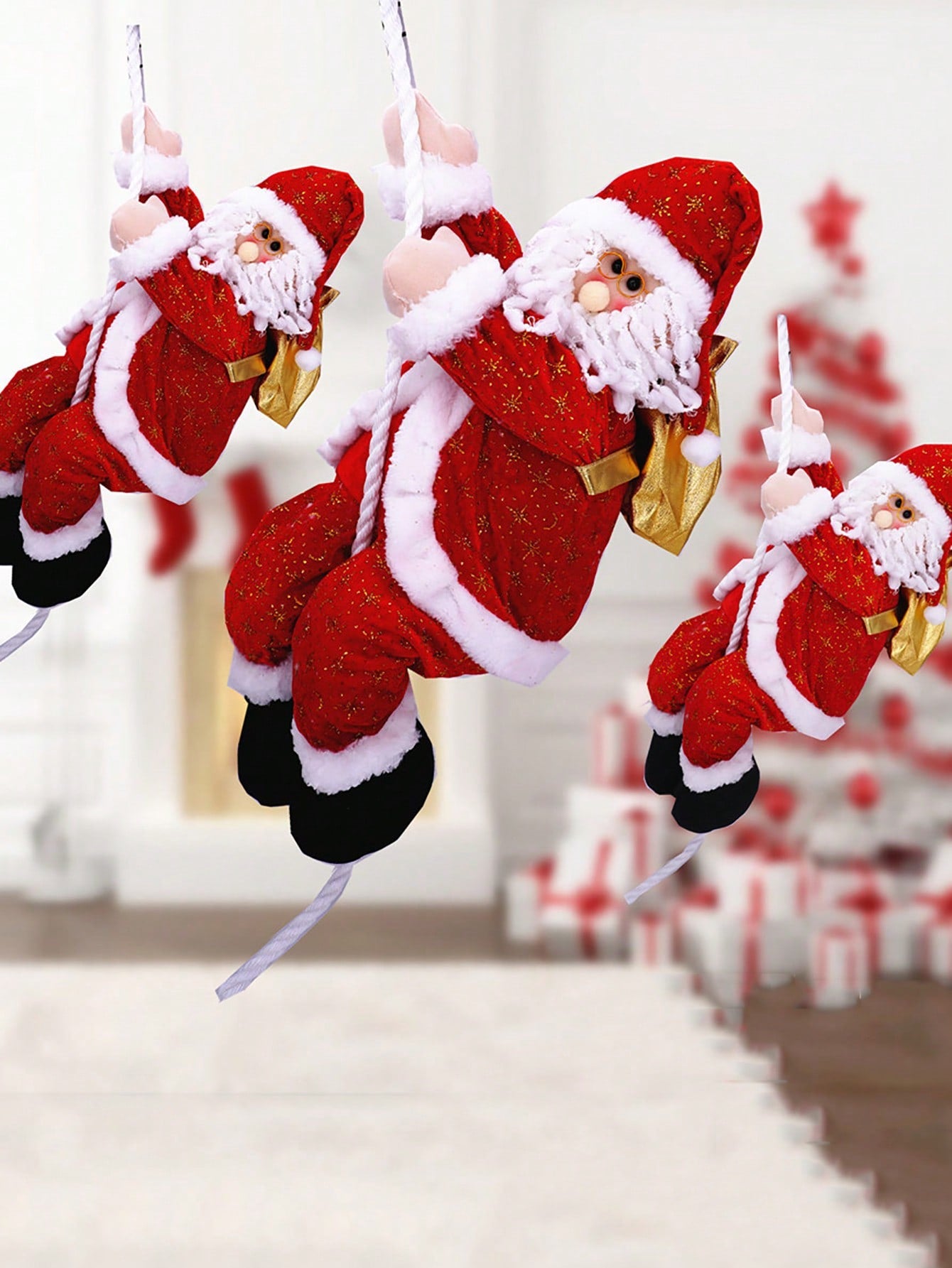 1pc Christmas Rope Climbing Santa, Suitable For Hanging Decorations On Ceilings And Windows In Shopping Malls, Home Window Decorations, Pendants, And Holiday Party Decorations,Christmas