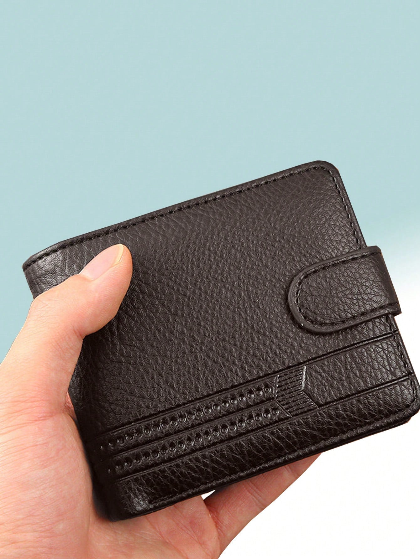 1pc Gift Men'S Business Men'S Retro Short Wallet Solid Loose Leaf Coin Bag Small Wallet Large Capacity File Bag Card Wallet For Men