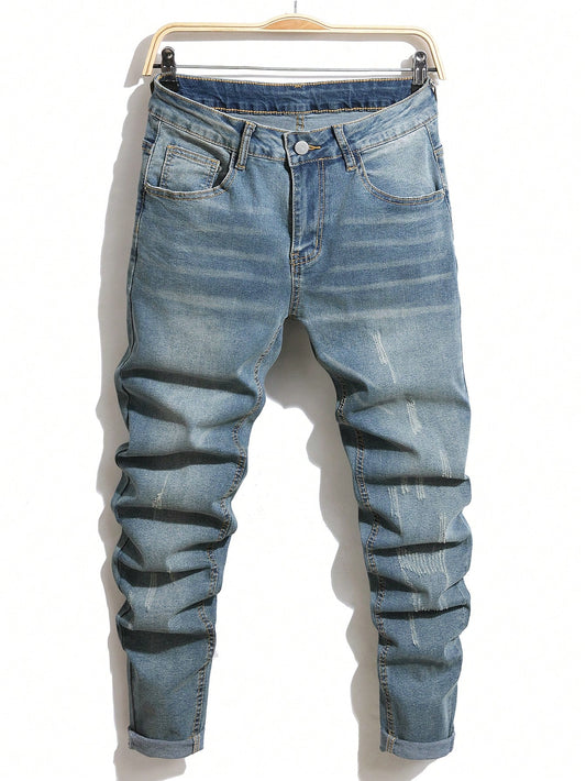 Manfinity Homme Men's Ripped Distressed Slim Fit Denim Jeans