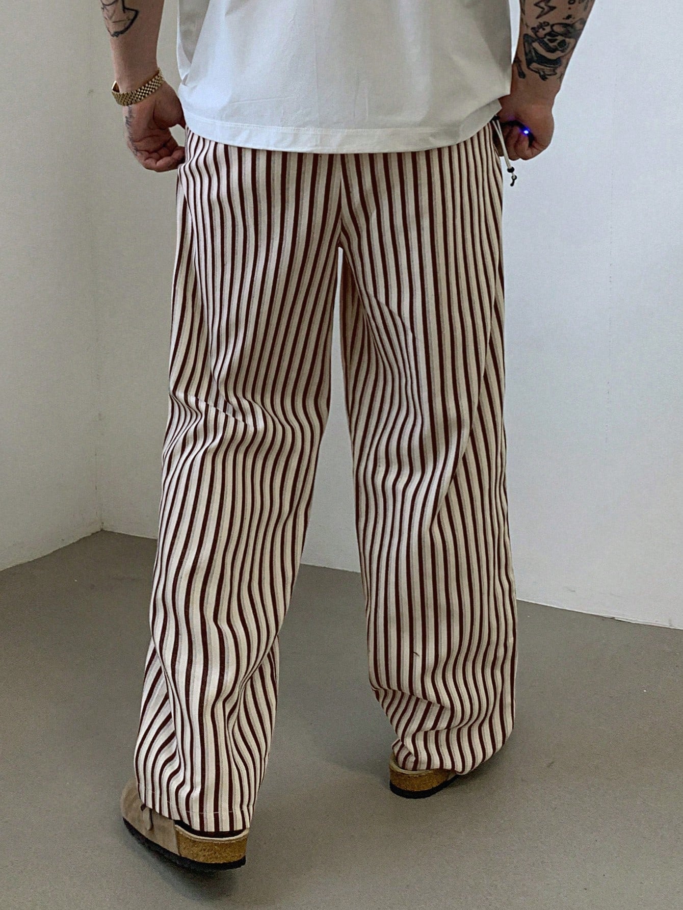 DAZY Men's Casual Drawstring Striped Pants, All-Season