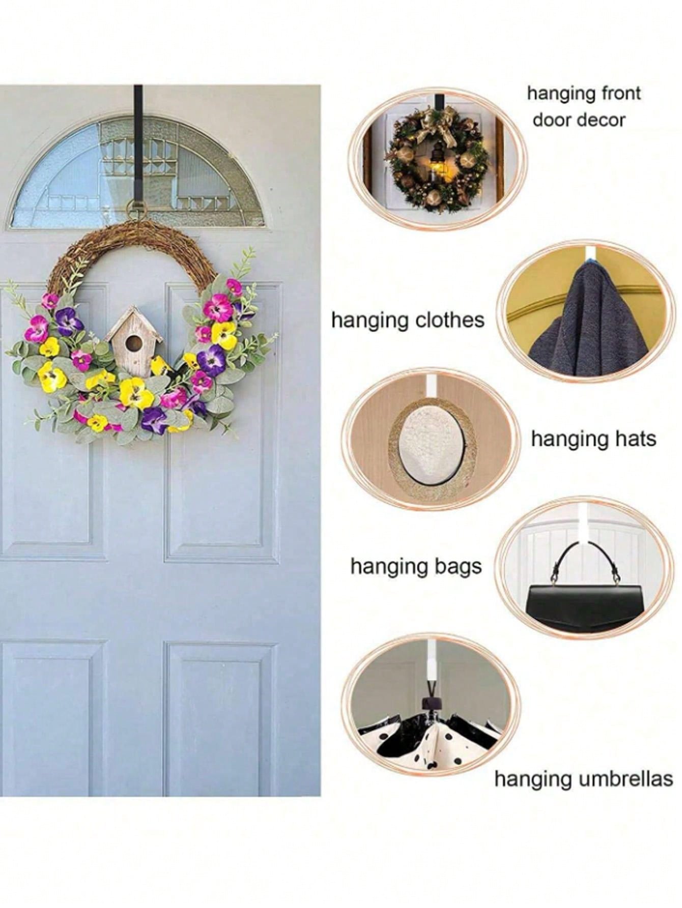 1Pc/3Pcs/4pcs/6Pcs Wreath Hanger, Front Door Wreath Hanger, Indoor Wreath Hanger, Christmas Decoration, Christmas Wreath, Easter Spring Halloween Wreath Decoration, Metal Hanger, Sundry Hanger, Doorway Decoration Hook,Christmas