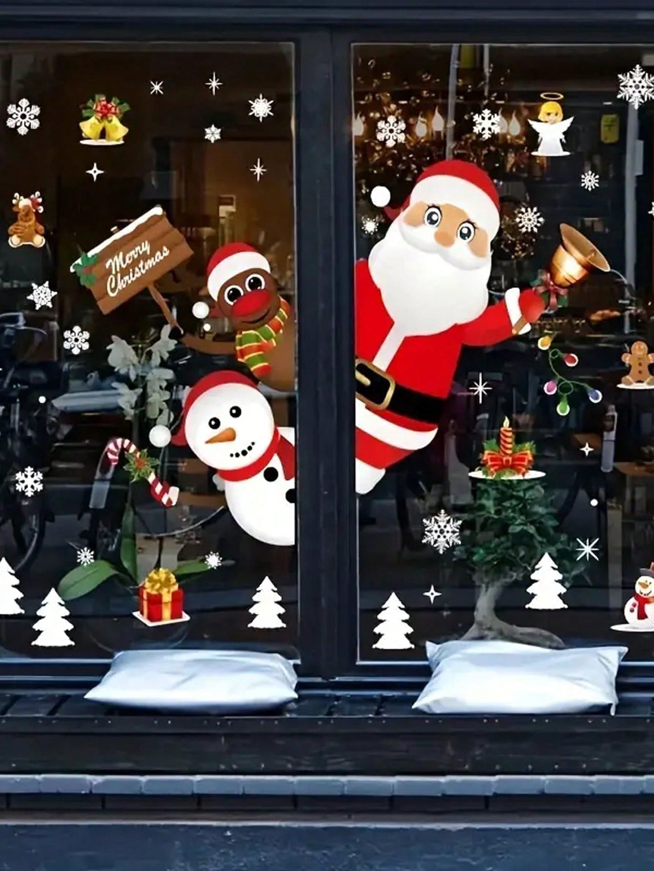 1set Christmas Decorations, Winter Glass Window Stickers, Christmas Window Stickers, Snowflake Christmas Decorations, Holiday Window Stickers, Winter Decorations, Suitable For Cafes And Shops