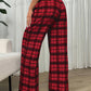 Essnce Women Casual Plaid Print Drawstring Waist Pants