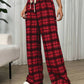 Essnce Women Casual Plaid Print Drawstring Waist Pants