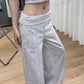 EZwear Women Casual Solid Color High Waist Wide Leg Sweatpants