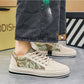 Men's Color Block Lace Up Front Sports Canvas Skate Shoes, Jute Rope Sole Casual Sneakers