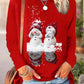 LUNE Women's Casual Snowman Print Crew Neck Long Sleeve T-Shirt, Christmas Theme