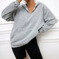 INAWLY Women Stand Collar Zipper Sweatshirt Solid Color Pocket Design, Casual And Fashionable For Daily Wear