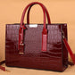 New Crocodile Pattern Large Handbag Square Bag Ladies Tote Bag With Accessories