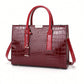 New Crocodile Pattern Large Handbag Square Bag Ladies Tote Bag With Accessories