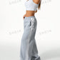 Coolane Women's Casual Streetwear Banded Texture Decoration Wide Leg Sweatpants