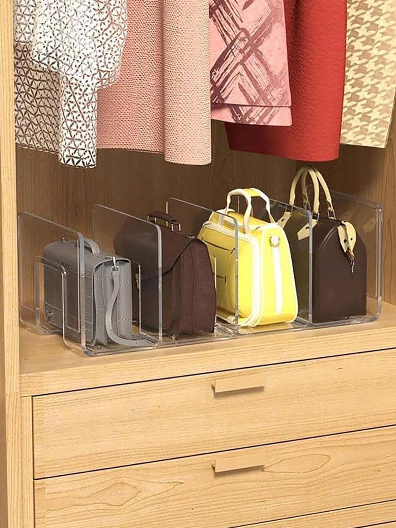 1pc Clear Closet Bag Storage Handbag Purse Bag Dividers Rack, Detachable Cupboard Shelf, Practical Book Dividers, Suitable For Closet, Bathroom, Office, L Organizer Storage Shelves, Space Saving Storage Organizer For Home, Dorm, Office