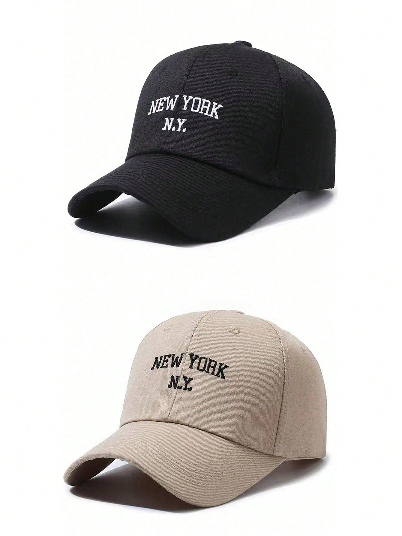 2pcs Unisex New York Letter Embroidered Fashion Baseball Cap Outdoor Sports Visor