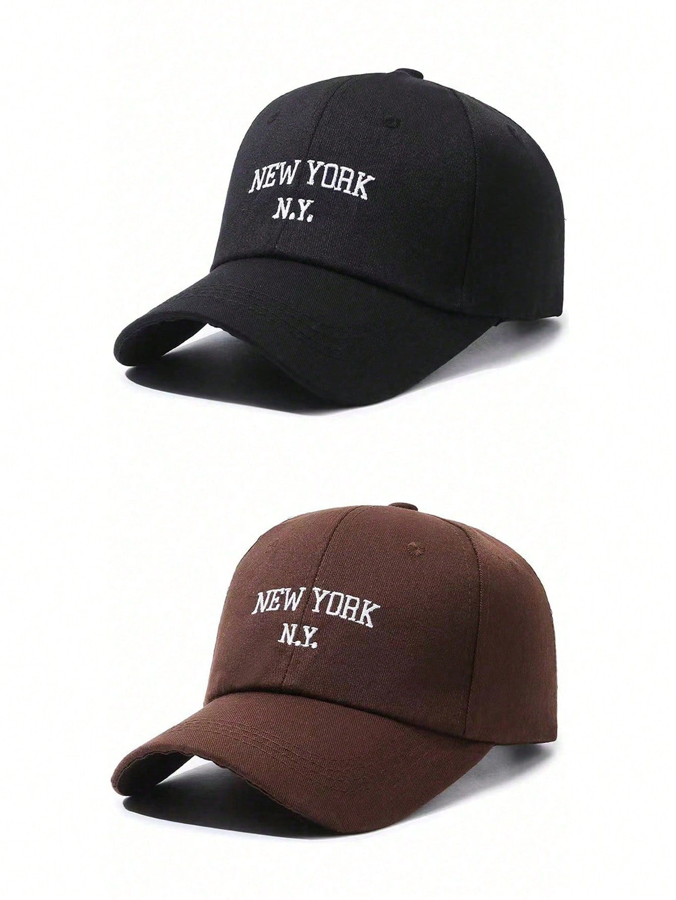 2pcs Unisex New York Letter Embroidered Fashion Baseball Cap Outdoor Sports Visor