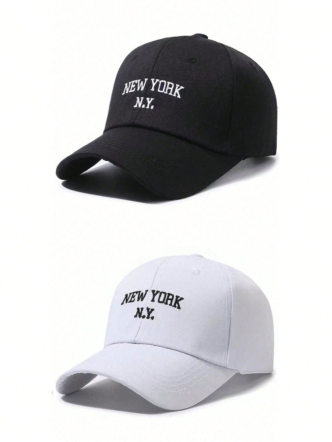 2pcs Unisex New York Letter Embroidered Fashion Baseball Cap Outdoor Sports Visor