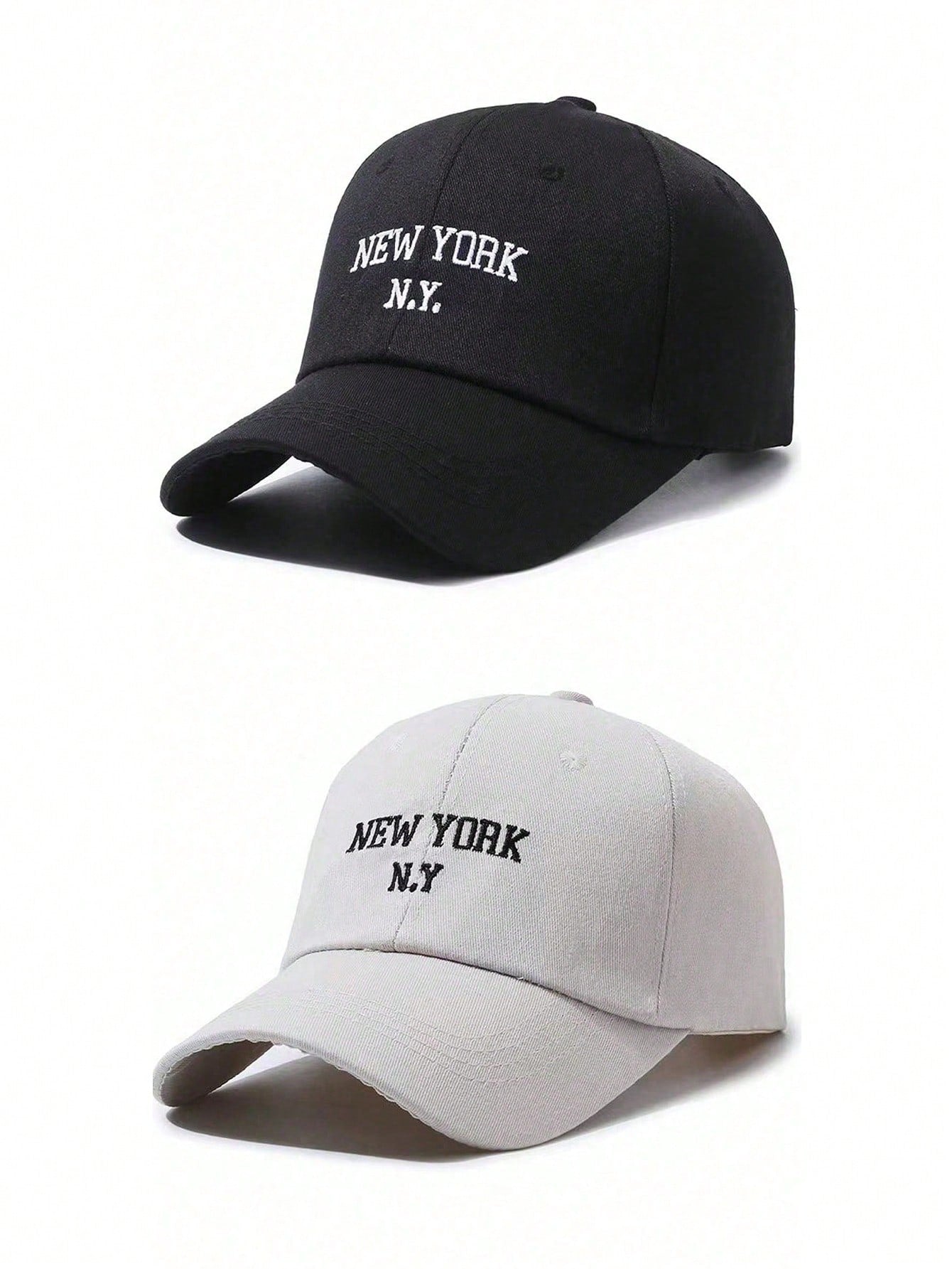 2pcs Unisex New York Letter Embroidered Fashion Baseball Cap Outdoor Sports Visor