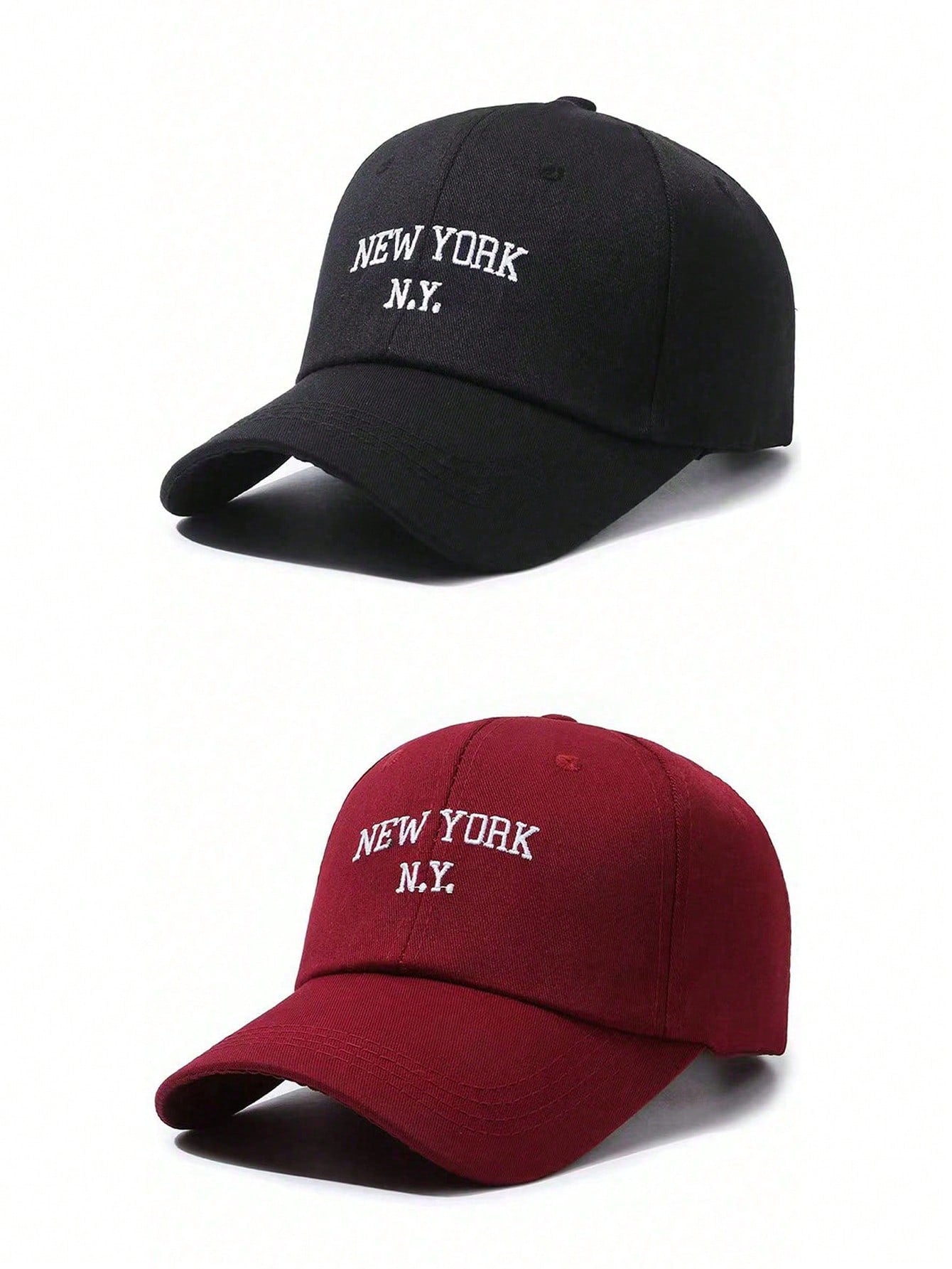 2pcs Unisex New York Letter Embroidered Fashion Baseball Cap Outdoor Sports Visor