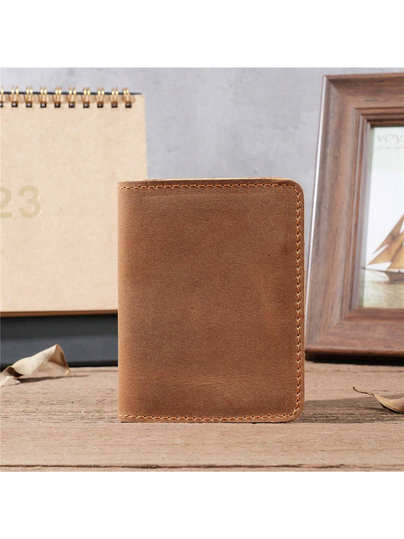 Men's Leather Card Holder Wallet, Vintage Cowhide Leather Driving License Holder, Multi-Card Slots Wallet