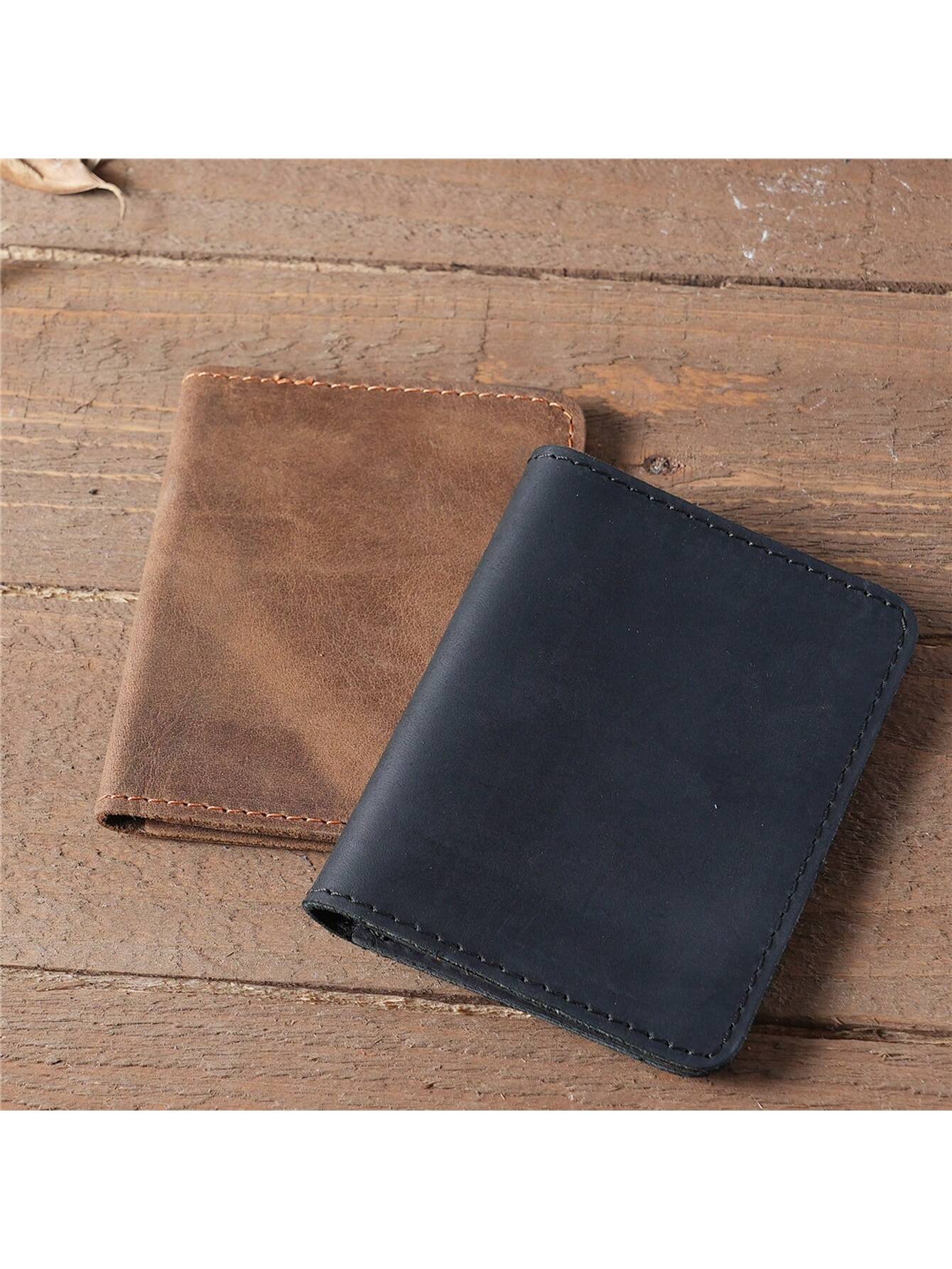 Men's Leather Card Holder Wallet, Vintage Cowhide Leather Driving License Holder, Multi-Card Slots Wallet