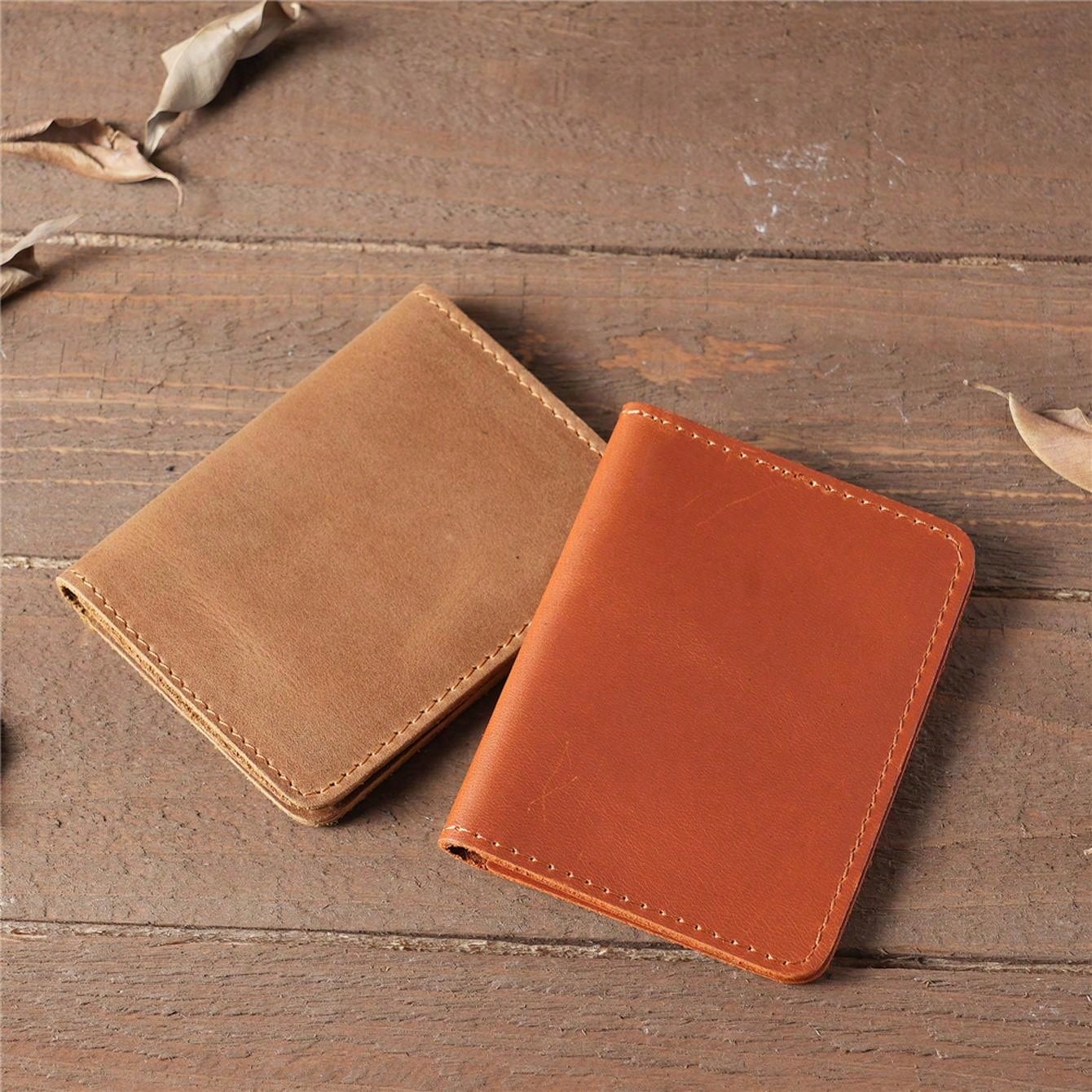 Men's Leather Card Holder Wallet, Vintage Cowhide Leather Driving License Holder, Multi-Card Slots Wallet