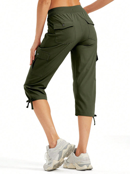 Women's Cargo Capris Hiking Pants Lightweight Quick Dry Outdoor Athletic Travel Casual Loose Comfy Cute Pockets