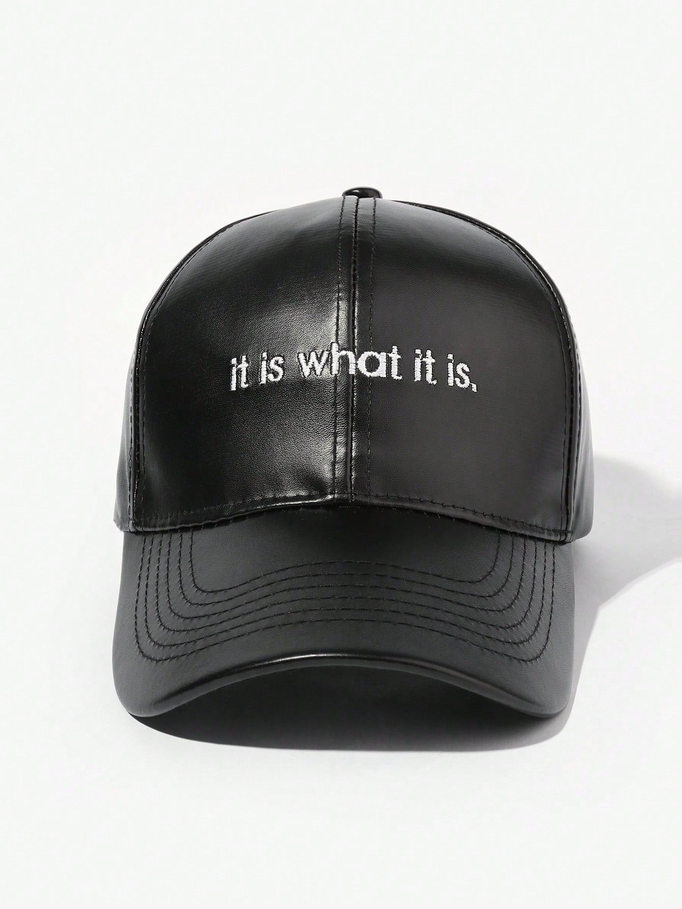 1pc Minimalist Leather "I DON'T CARE" Embroidered Unisex Baseball Cap, Suitable For Outdoor Leisure And Vacation