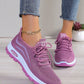 New Purple Solid Color Women's Sneakers, Knitted, Breathable, Suitable For School, Office, Running, Lightweight, Fitness, Hiking, Party, Dining, Shopping, Dating, Fashion Casual Flat Shoes