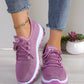 New Purple Solid Color Women's Sneakers, Knitted, Breathable, Suitable For School, Office, Running, Lightweight, Fitness, Hiking, Party, Dining, Shopping, Dating, Fashion Casual Flat Shoes