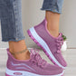 New Purple Solid Color Women's Sneakers, Knitted, Breathable, Suitable For School, Office, Running, Lightweight, Fitness, Hiking, Party, Dining, Shopping, Dating, Fashion Casual Flat Shoes