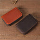 Unisex Genuine Leather Crazy Horse Leather Credit Card Holder Wallet With Zipper