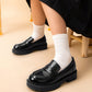 Girls Loafers Chunky Platform Penny Loafers School Uniform Slip On Dress Shoes Round Toe Comfortable