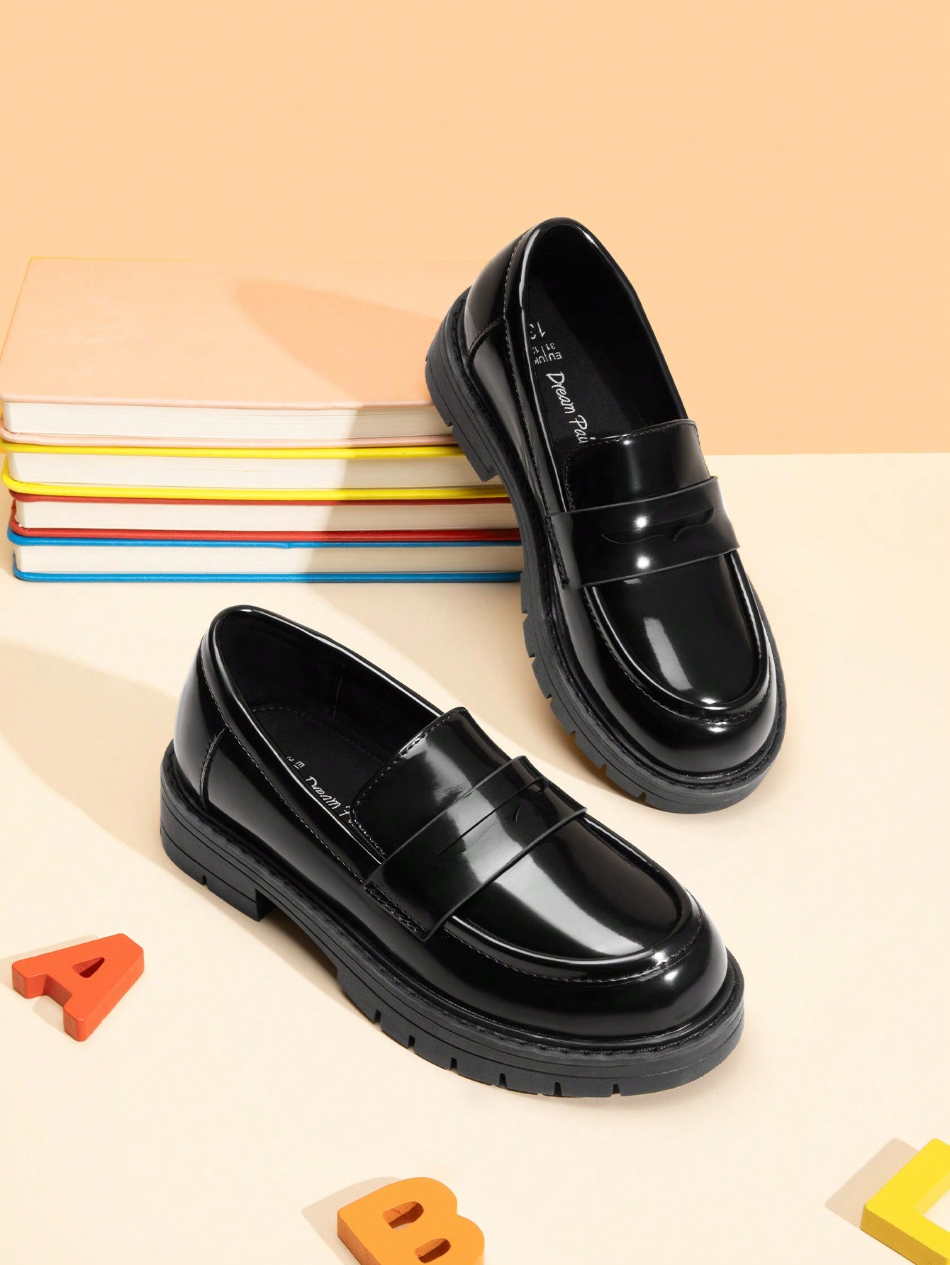 Girls Loafers Chunky Platform Penny Loafers School Uniform Slip On Dress Shoes Round Toe Comfortable