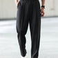 Manfinity Hypemode Classic Solid Color Button-Up Casual Straight-Leg Trousers With Pockets