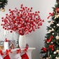 10pcs- Snow Frosted Artificial Red Berry Stems, Snowy Christmas Red Spray Picks Holly Berry Branches, Suitable For Christmas Tree Decoration Holiday DIY Crafts Xmas Ornaments Home Decor