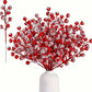 10pcs- Snow Frosted Artificial Red Berry Stems, Snowy Christmas Red Spray Picks Holly Berry Branches, Suitable For Christmas Tree Decoration Holiday DIY Crafts Xmas Ornaments Home Decor