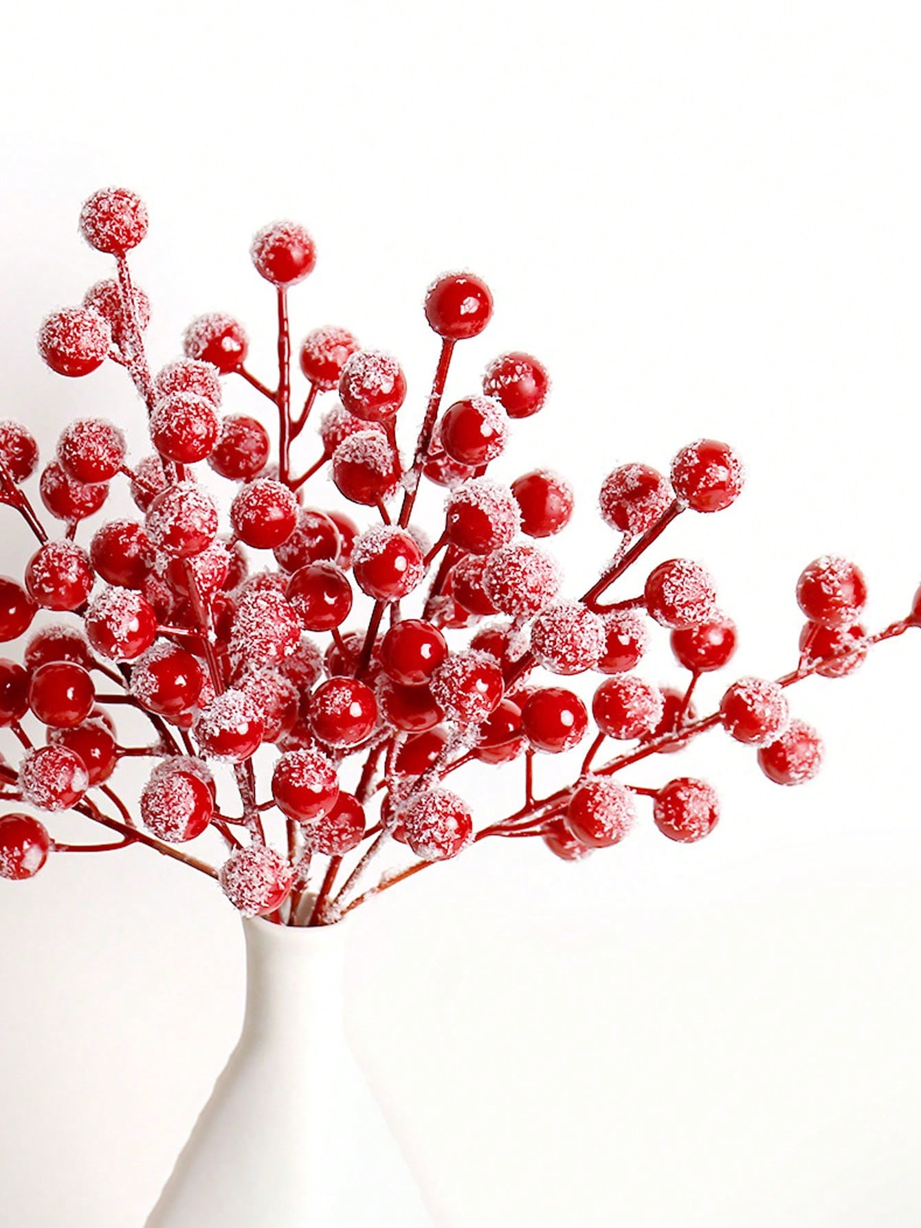 10pcs- Snow Frosted Artificial Red Berry Stems, Snowy Christmas Red Spray Picks Holly Berry Branches, Suitable For Christmas Tree Decoration Holiday DIY Crafts Xmas Ornaments Home Decor