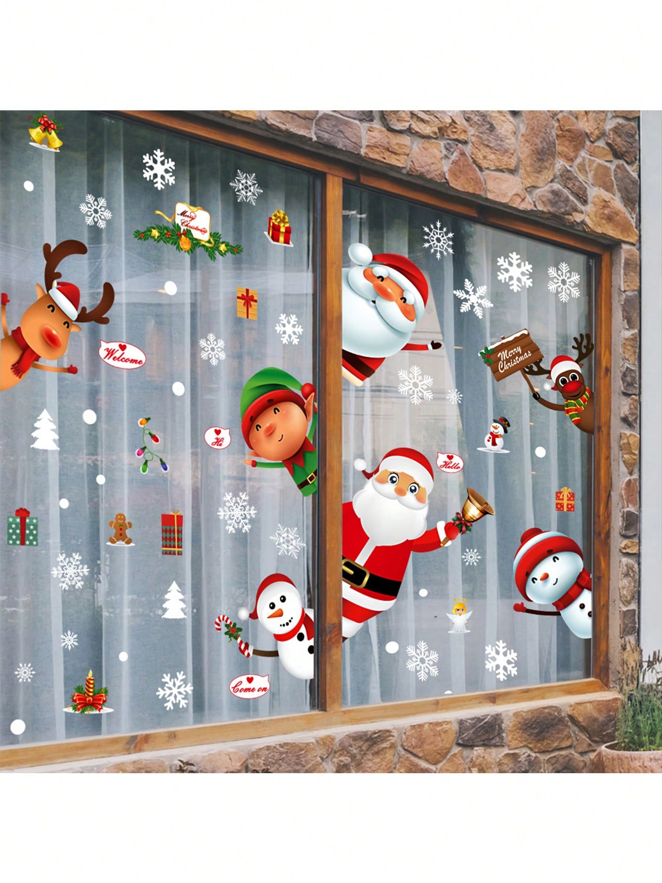 80PCS Christmas Decorations - Christmas Window Clings Christmas Decorations Indoor Christmas Decorations Clearance Snowflakes Christmas Window Decorations Stickers For Home Office Classroom