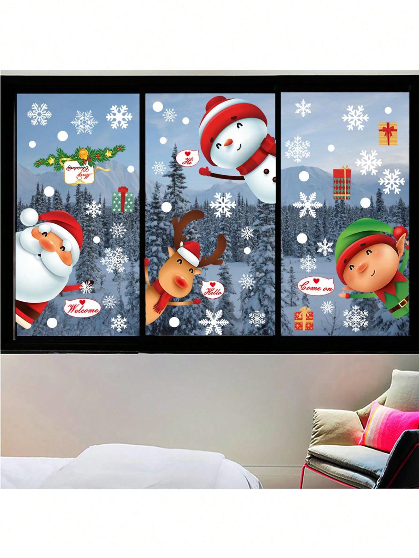 80PCS Christmas Decorations - Christmas Window Clings Christmas Decorations Indoor Christmas Decorations Clearance Snowflakes Christmas Window Decorations Stickers For Home Office Classroom