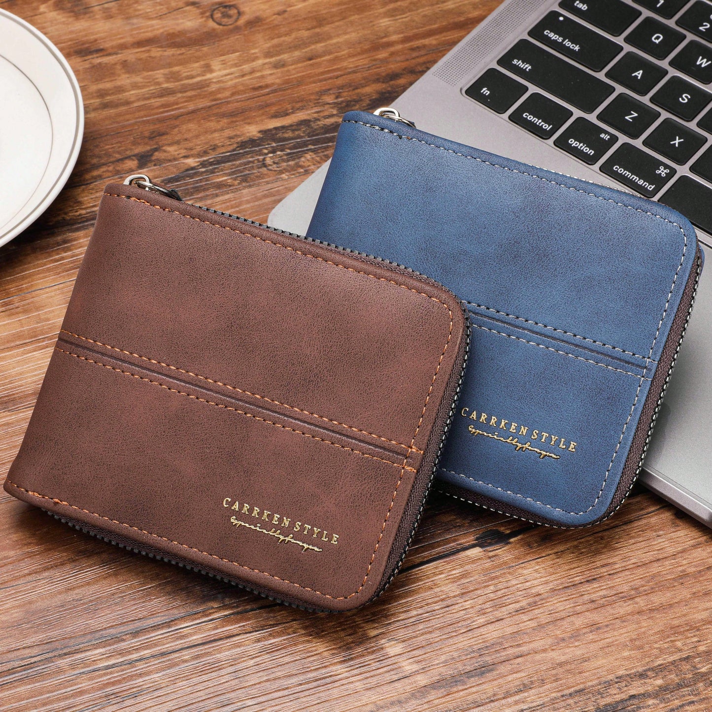 1pc Men's New Multi-Slot Multi-Function European And American Business  Influencer Series Short Zipper Wallet