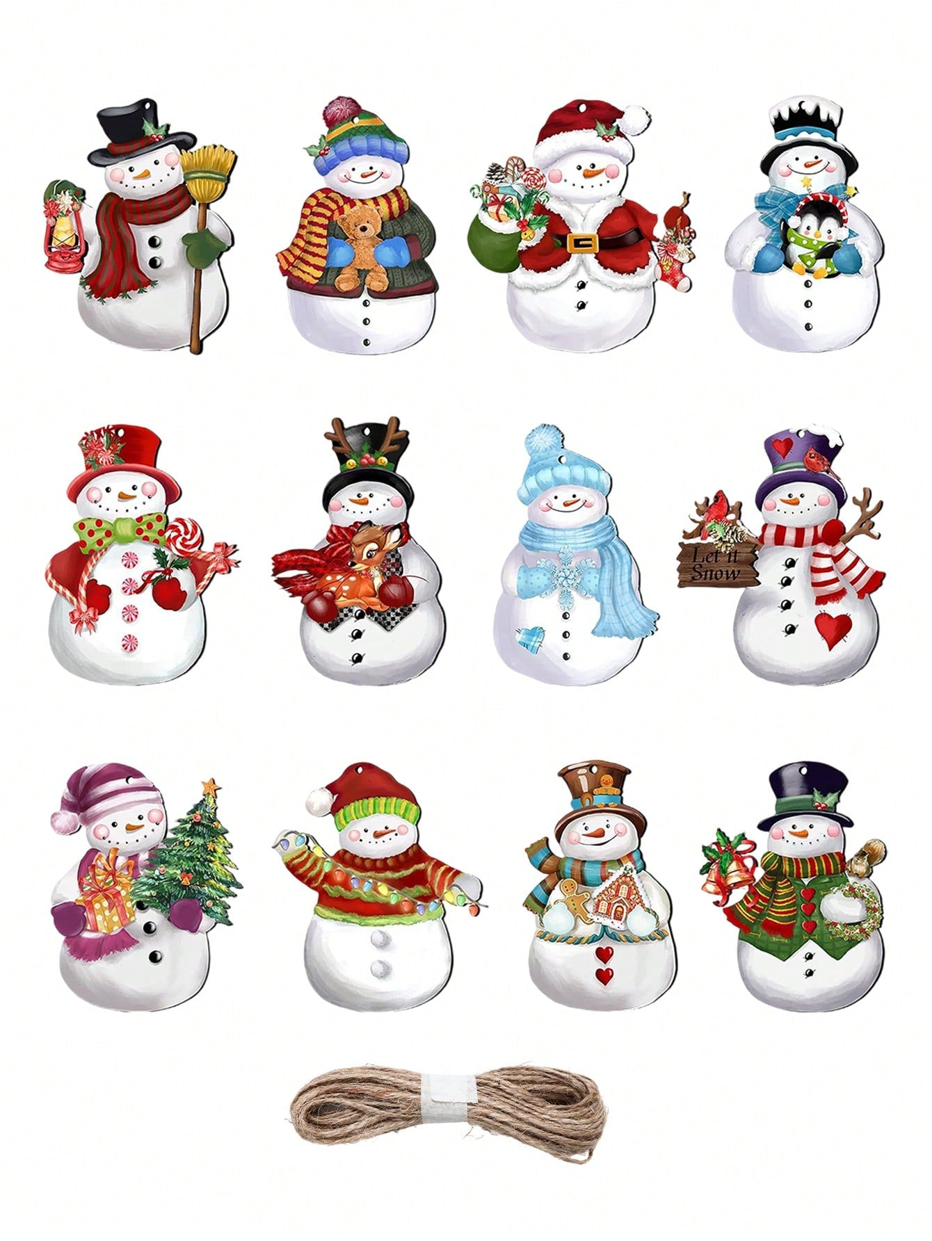 24pcs Christmas Tree Pendant Merry Christmas Decorations For Home Xmas Navidad Snowman Winter Decor 2024 Noel Kerst Natal Christmas Gift Supplies,Christmas