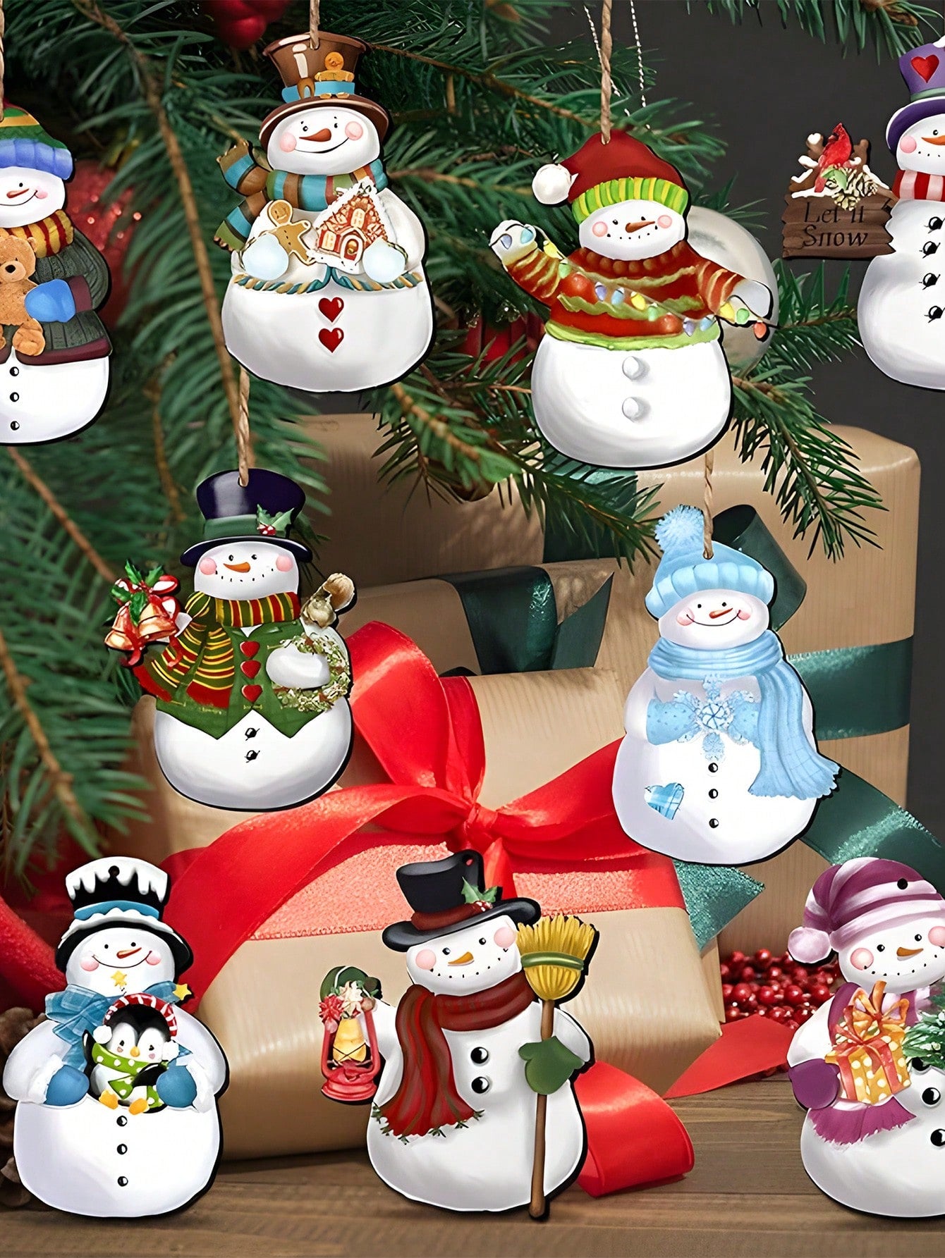 24pcs Christmas Tree Pendant Merry Christmas Decorations For Home Xmas Navidad Snowman Winter Decor 2024 Noel Kerst Natal Christmas Gift Supplies,Christmas