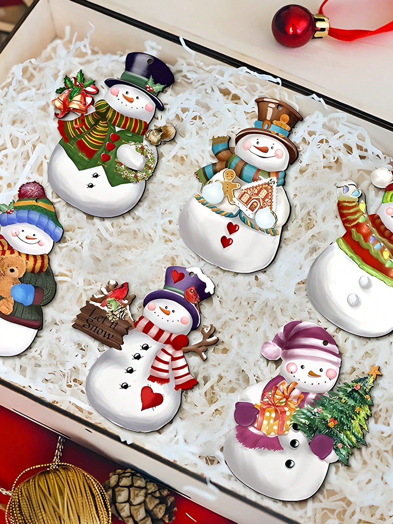 24pcs Christmas Tree Pendant Merry Christmas Decorations For Home Xmas Navidad Snowman Winter Decor 2024 Noel Kerst Natal Christmas Gift Supplies,Christmas